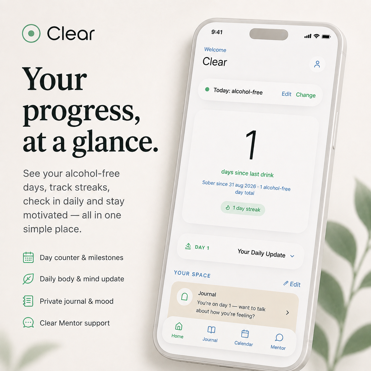 Clear - Track. Reflect. Keep Going.